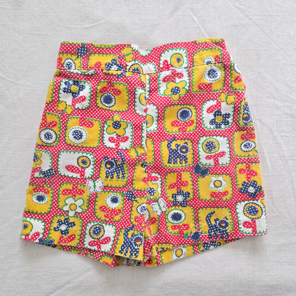 70s Vintage Floral + Cat Shorts 5t