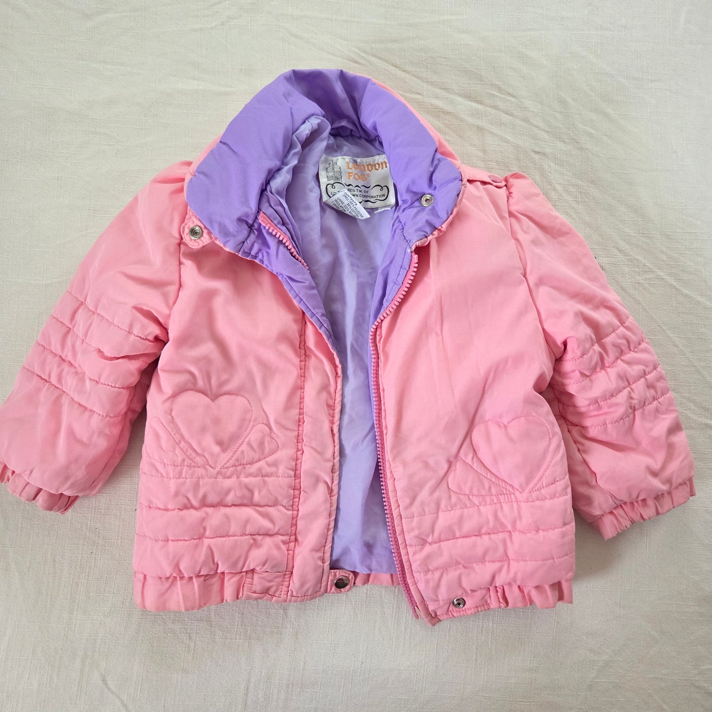 90s Vintage Pink Heart Coat 2t/3t *flaw