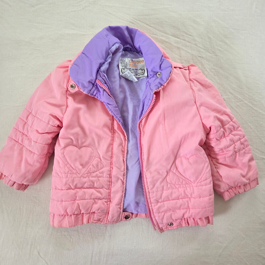 90s Vintage Pink Heart Coat 2t/3t *flaw