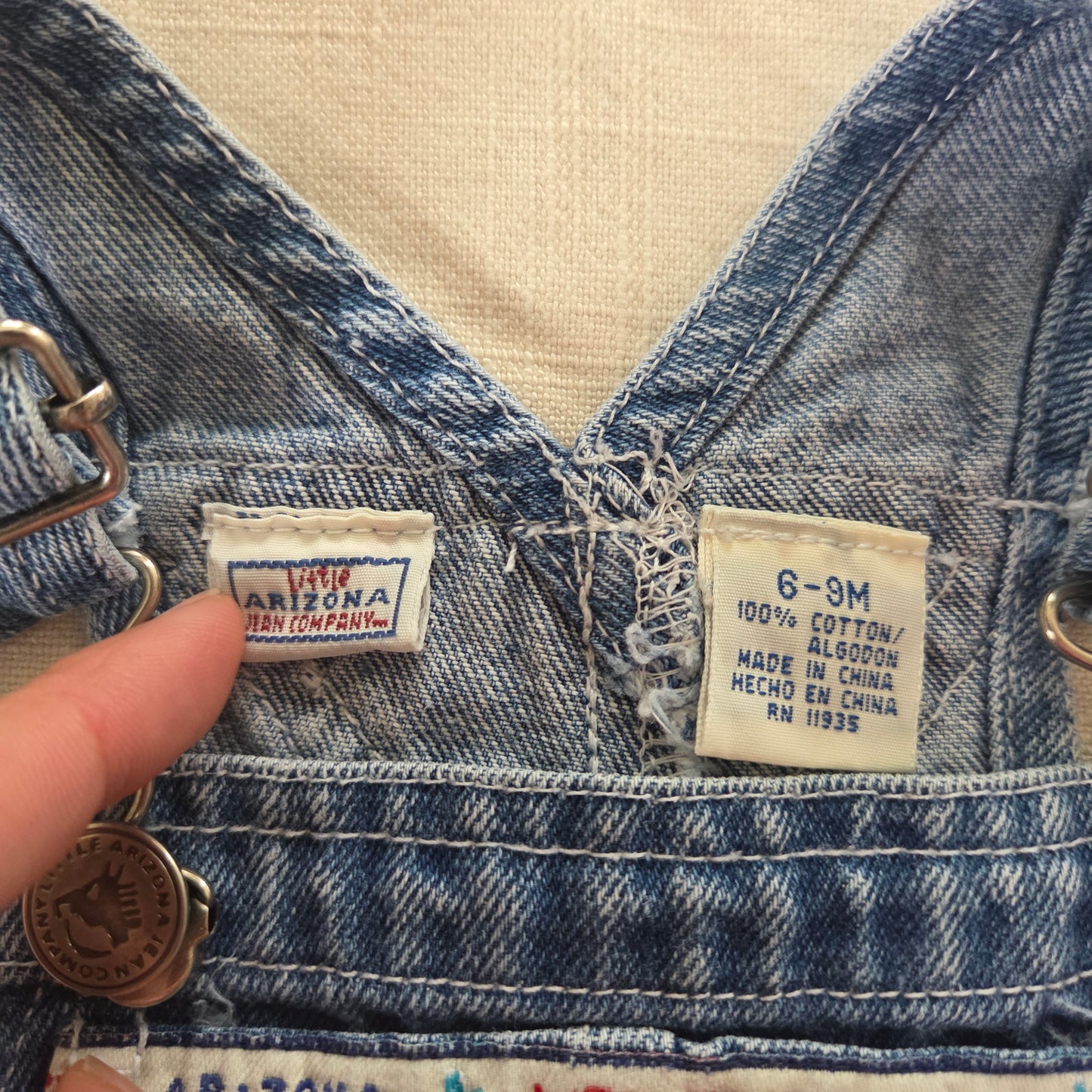 90s Vintage Little Arizona Denim Shortalls 3-6 months