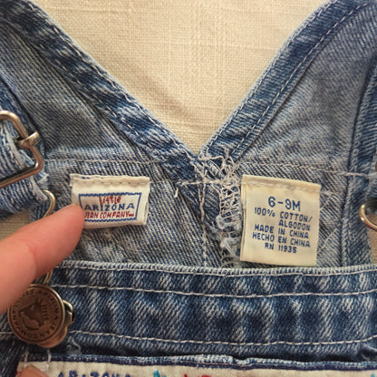 90s Vintage Little Arizona Denim Shortalls 3-6 months