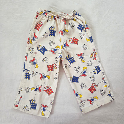 70s Vintage Boy/Kite/Dog Flared Pants 9 months