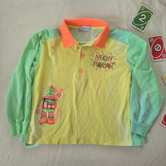 90s Vintage Oshkosh Neon Robot Long Sleeve 4t