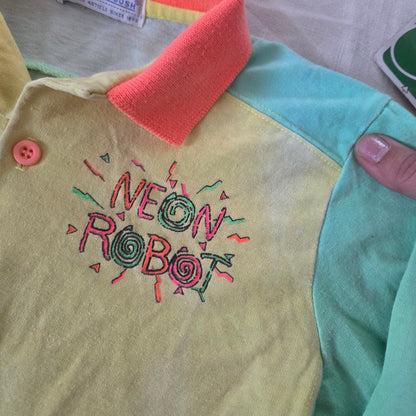 90s Vintage Oshkosh Neon Robot Long Sleeve 4t