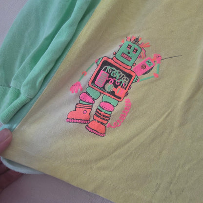 90s Vintage Oshkosh Neon Robot Long Sleeve 4t