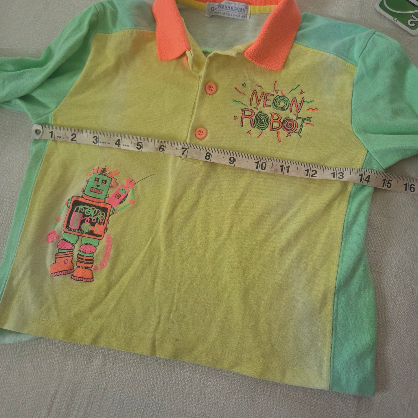 90s Vintage Oshkosh Neon Robot Long Sleeve 4t