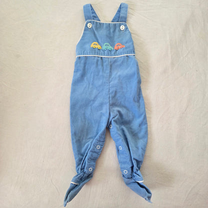 80s Vintage Healthtex Cars Footed Overalls 6-9 months