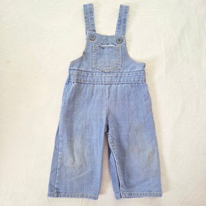 70s Vintage Denim Wide Leg Overalls 12 months