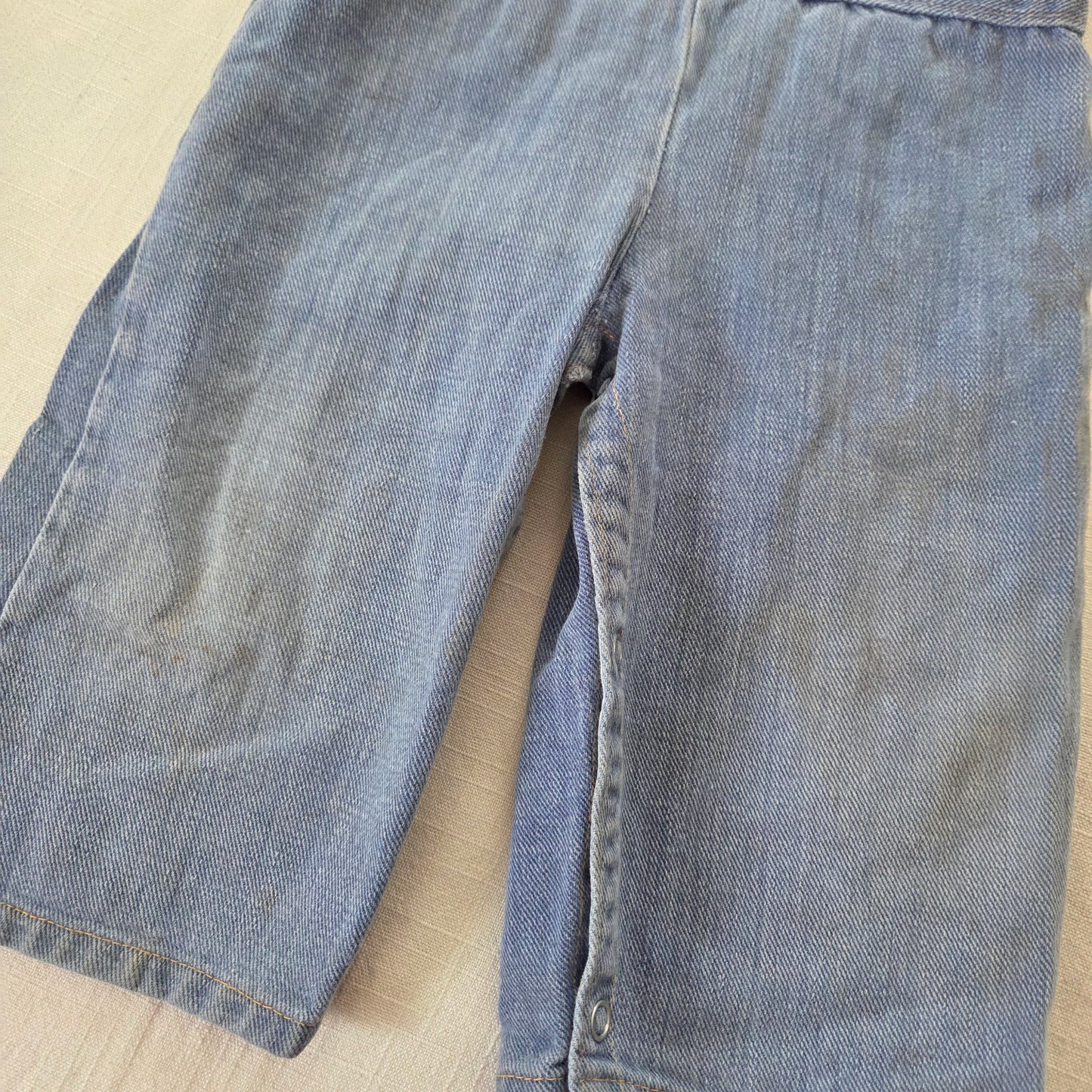 70s Vintage Denim Wide Leg Overalls 12 months