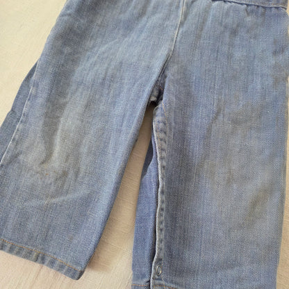 70s Vintage Denim Wide Leg Overalls 12 months