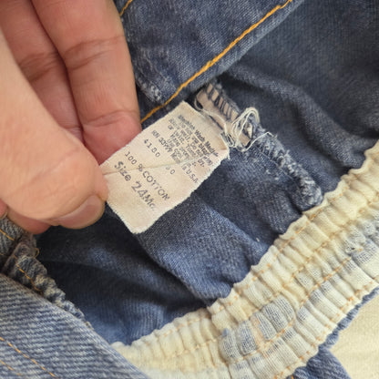 70s Vintage Denim Wide Leg Overalls 12 months
