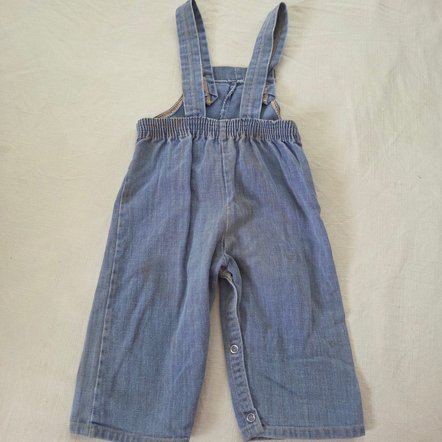 70s Vintage Denim Wide Leg Overalls 12 months