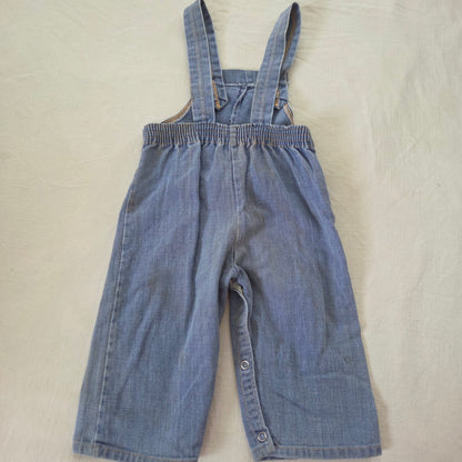 70s Vintage Denim Wide Leg Overalls 12 months