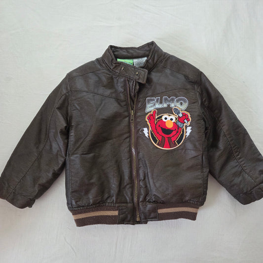 Y2K Elmo Rockstar Faux Leather Jacket 3t/4t
