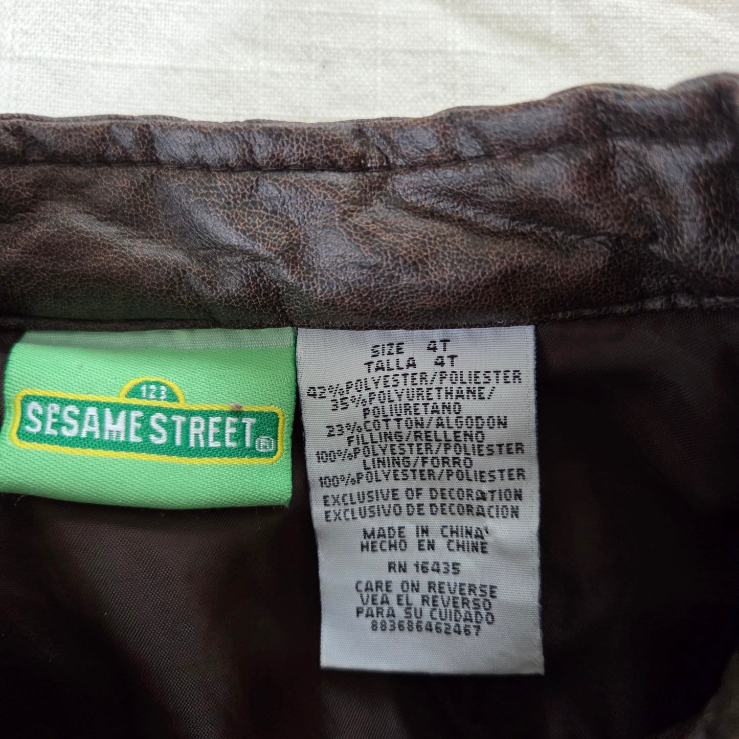 Y2K Elmo Rockstar Faux Leather Jacket 3t/4t