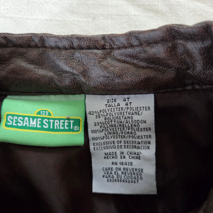 Y2K Elmo Rockstar Faux Leather Jacket 3t/4t