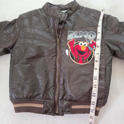 Y2K Elmo Rockstar Faux Leather Jacket 3t/4t
