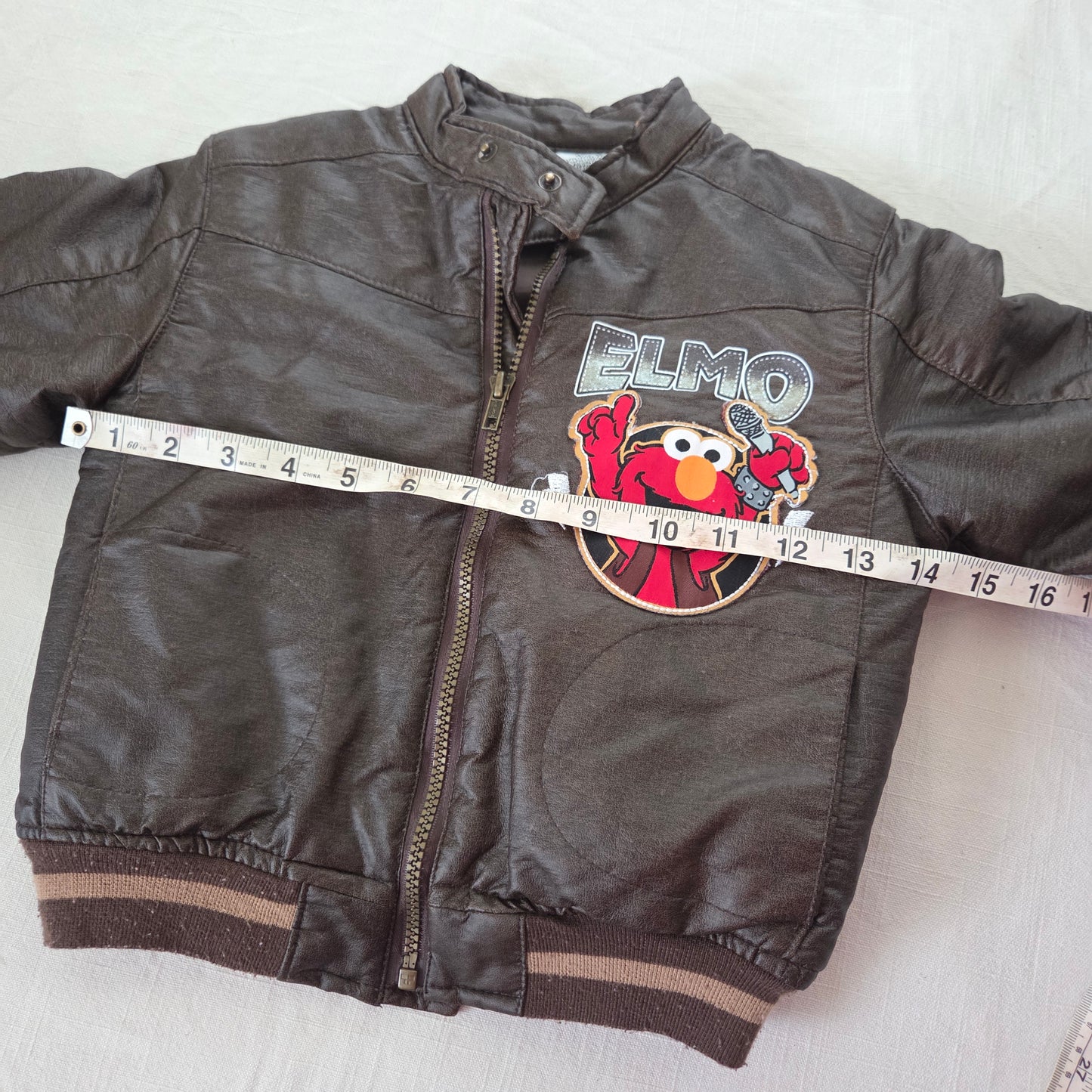 Y2K Elmo Rockstar Faux Leather Jacket 3t/4t