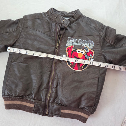 Y2K Elmo Rockstar Faux Leather Jacket 3t/4t