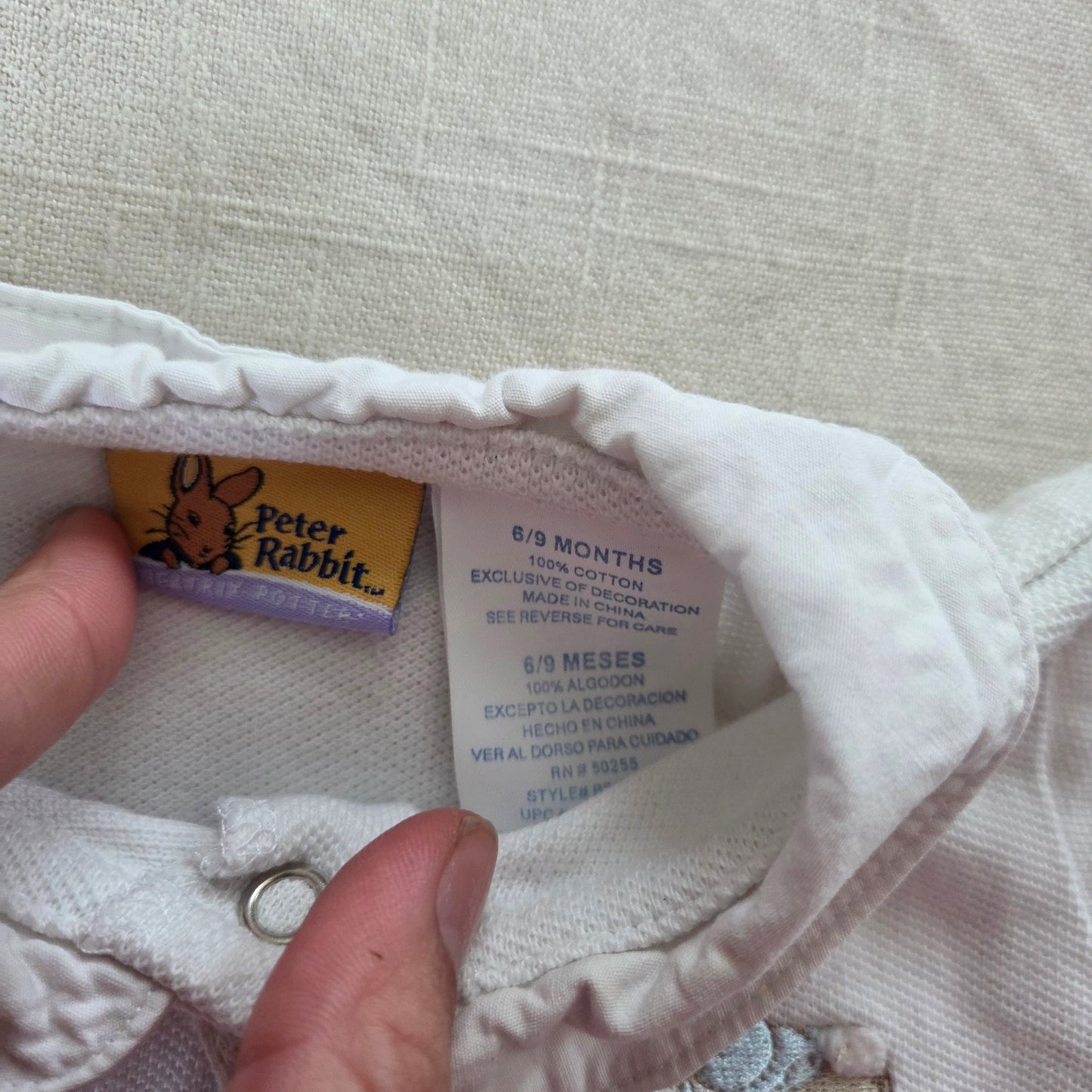 Y2K Peter Rabbit Embroidered Shirt 3-6 months