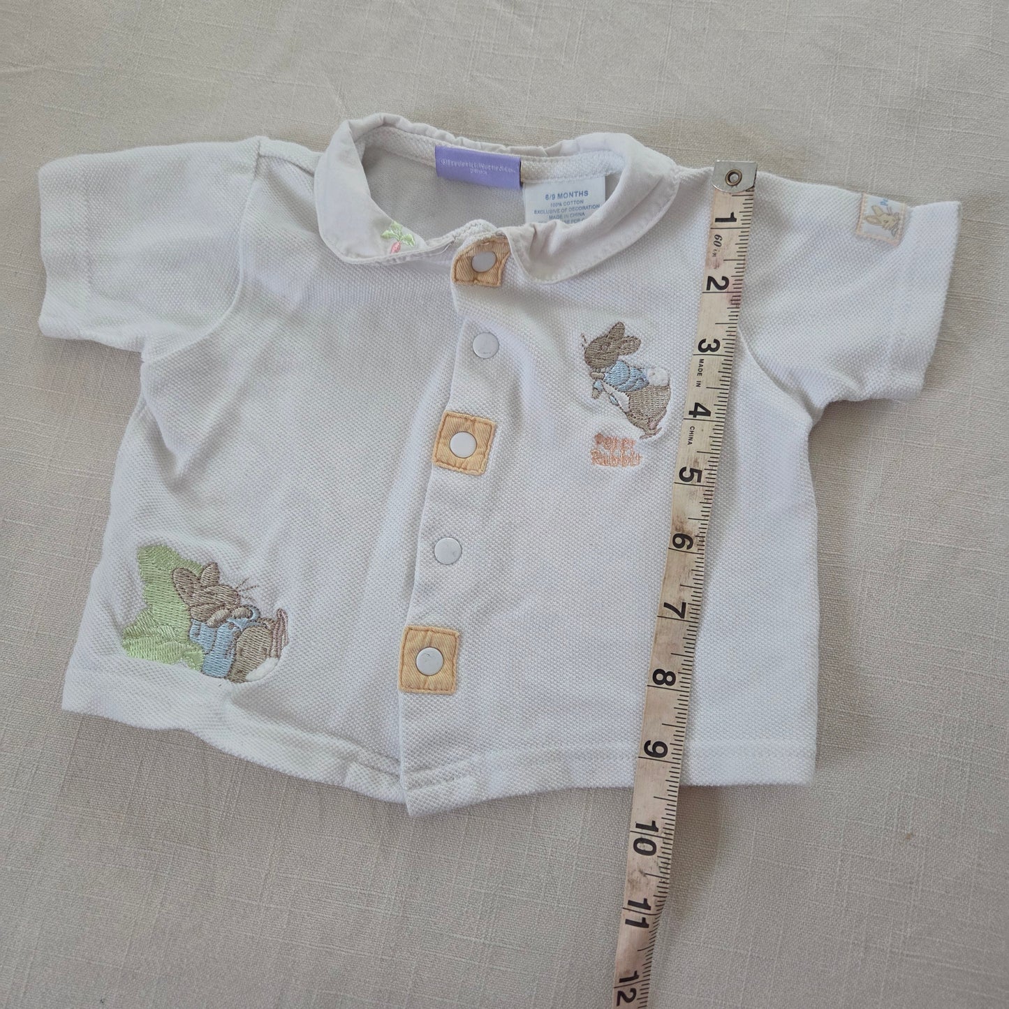 Y2K Peter Rabbit Embroidered Shirt 3-6 months
