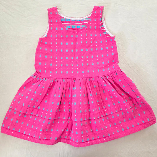 90s Vintage Pink/Blue Floral Dress/Tunic kids 6-8