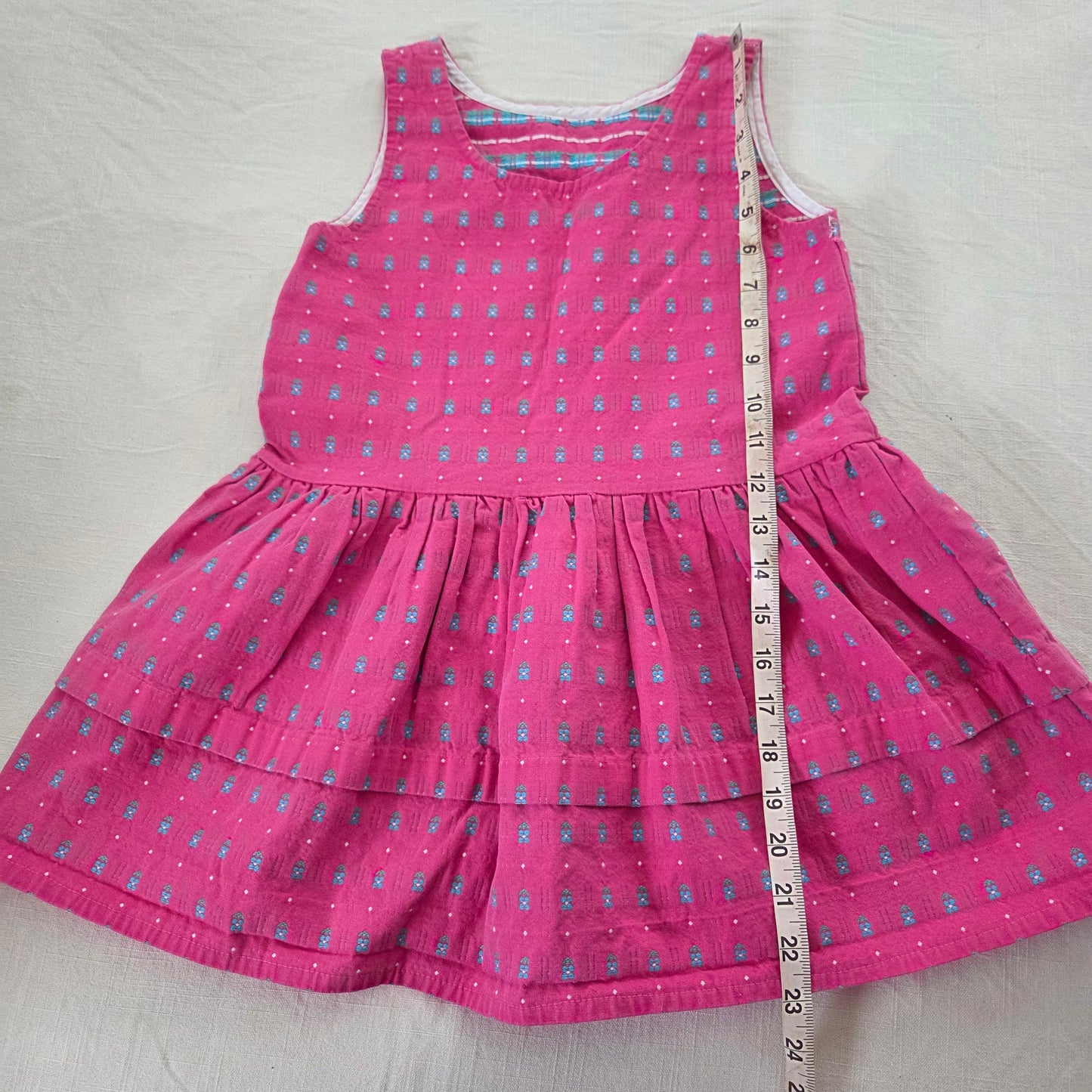 90s Vintage Pink/Blue Floral Dress/Tunic kids 6-8