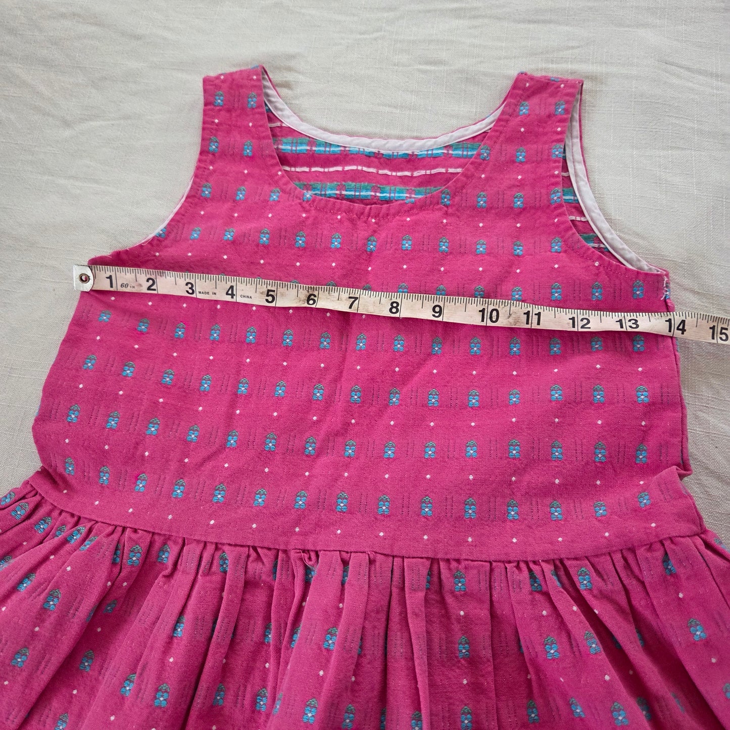 90s Vintage Pink/Blue Floral Dress/Tunic kids 6-8