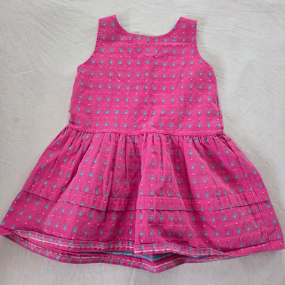 90s Vintage Pink/Blue Floral Dress/Tunic kids 6-8