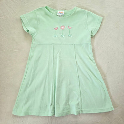 90s/Y2k Vintage Flower Embroidered Green Dress 5t