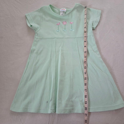 90s/Y2k Vintage Flower Embroidered Green Dress 5t