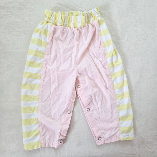 90s Vintage Pink & Yellow Striped Pants 18 months