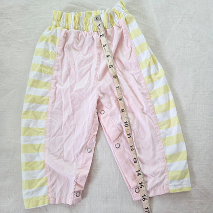 90s Vintage Pink & Yellow Striped Pants 18 months