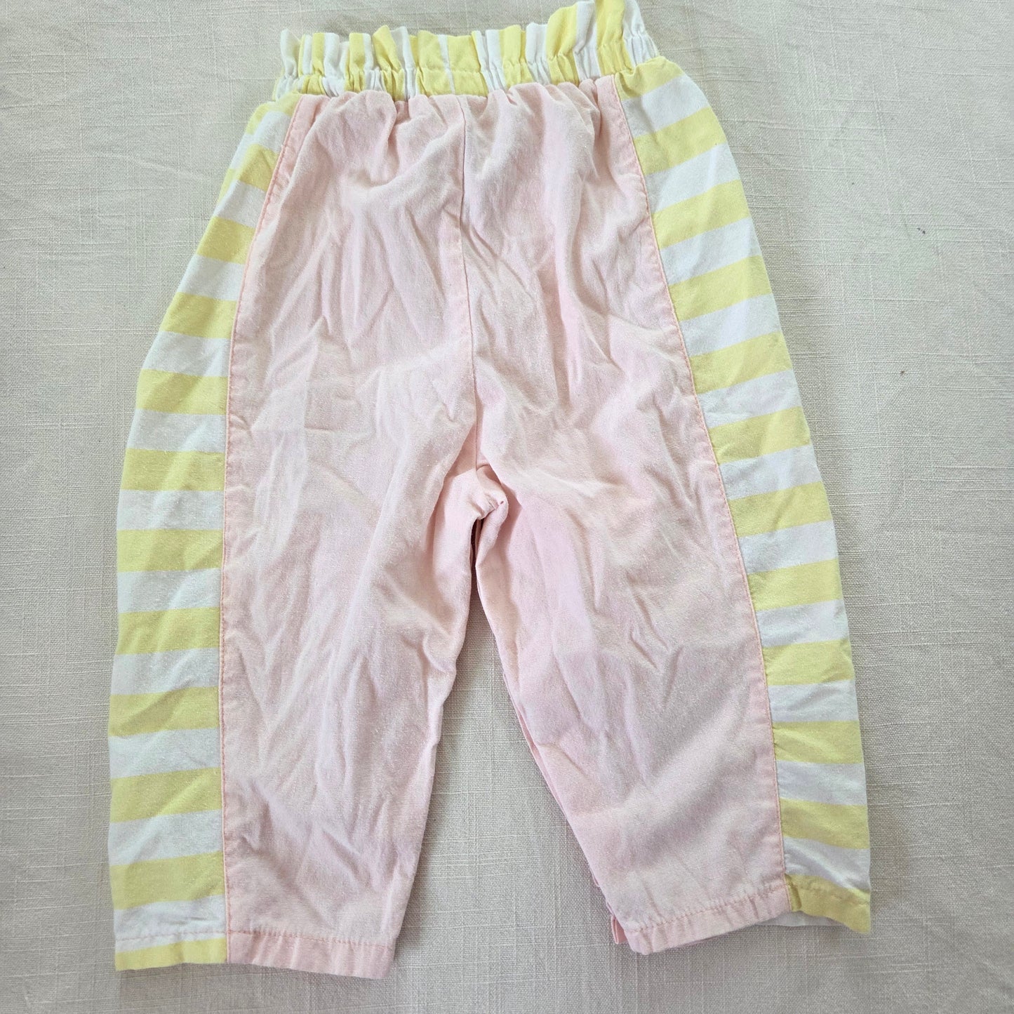 90s Vintage Pink & Yellow Striped Pants 18 months