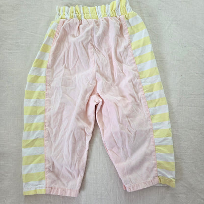 90s Vintage Pink & Yellow Striped Pants 18 months