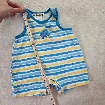 Y2k Vintage Fish Striped Cotton Romper 0-3 months