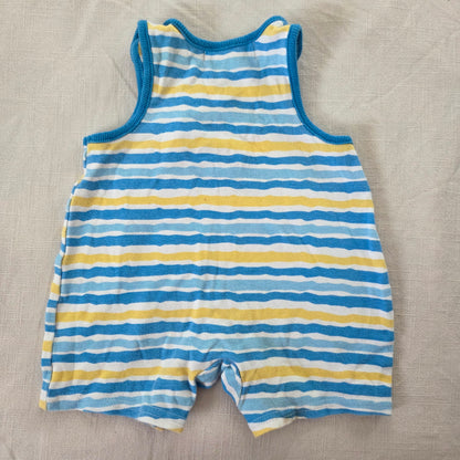 Y2k Vintage Fish Striped Cotton Romper 0-3 months