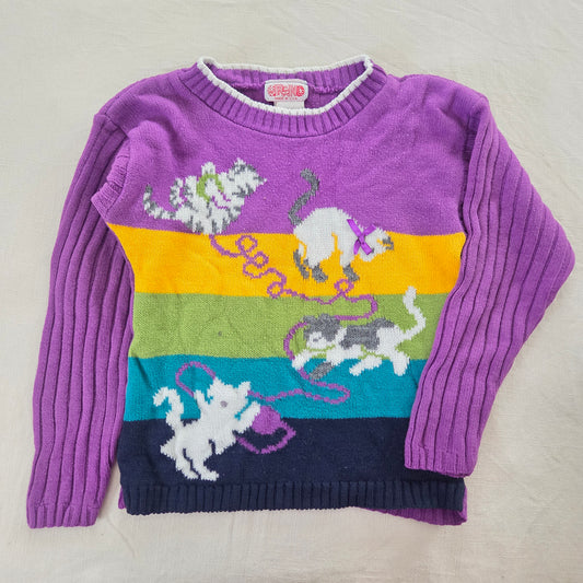 90s Vintage Cats & Yarn Knit Sweater kids 6
