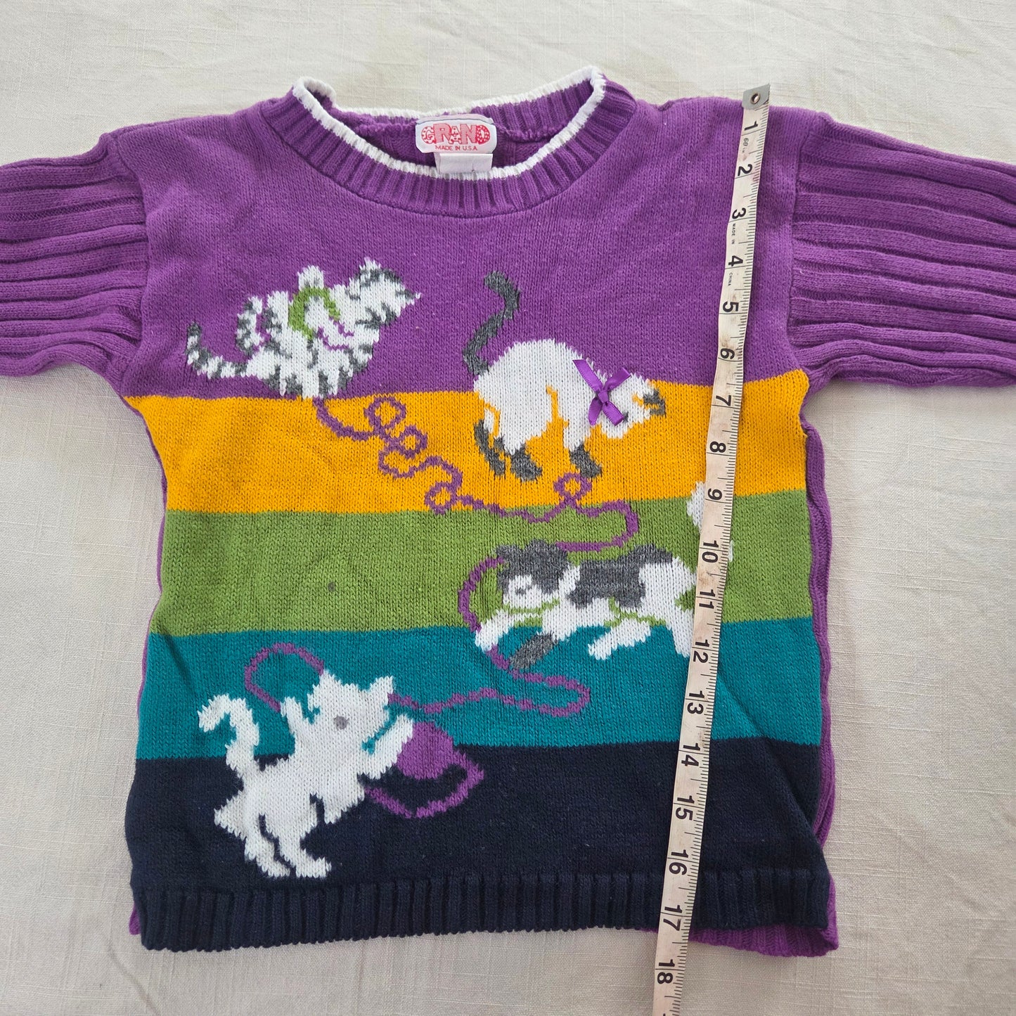 90s Vintage Cats & Yarn Knit Sweater kids 6