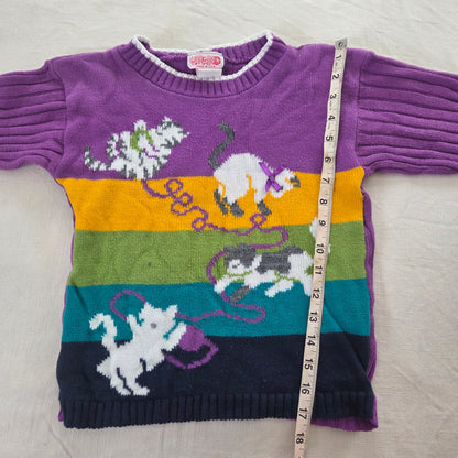 90s Vintage Cats & Yarn Knit Sweater kids 6