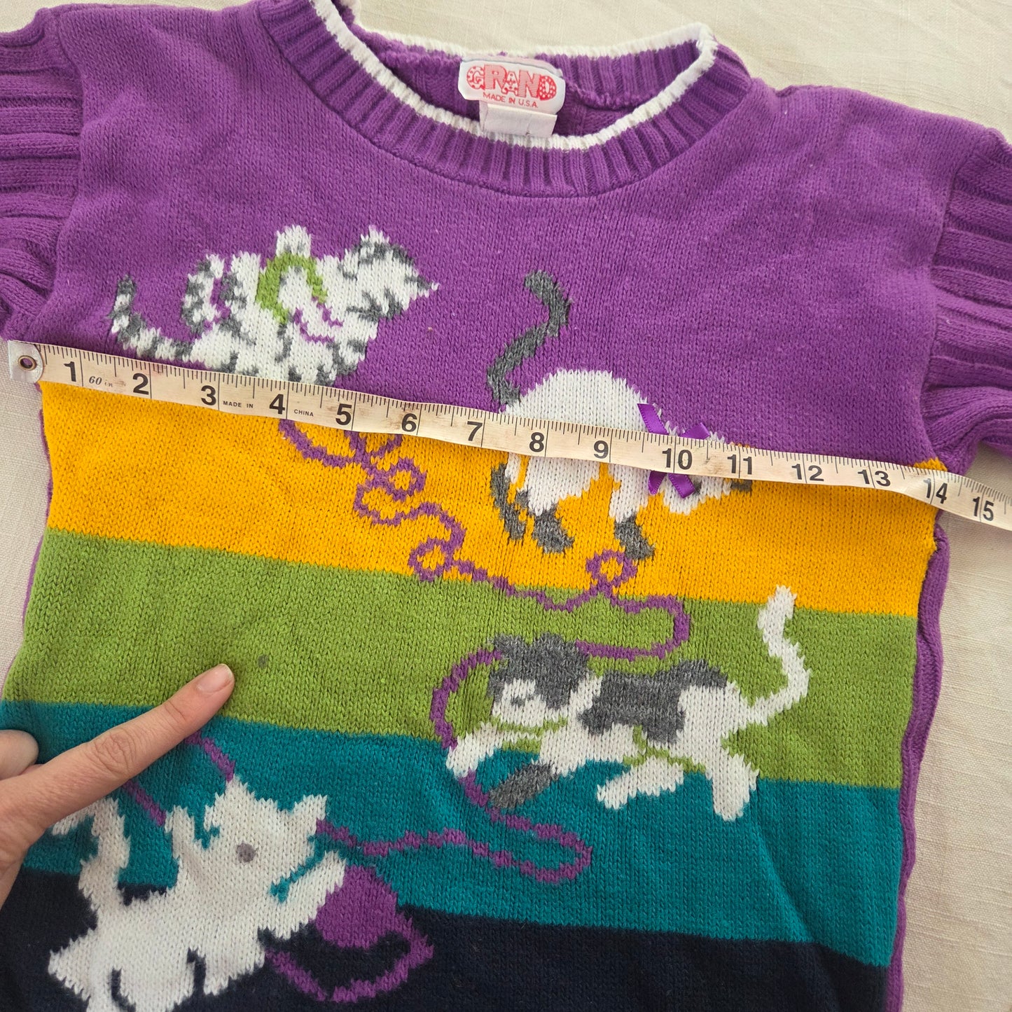 90s Vintage Cats & Yarn Knit Sweater kids 6