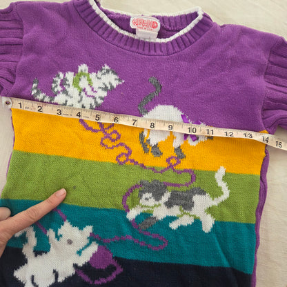 90s Vintage Cats & Yarn Knit Sweater kids 6