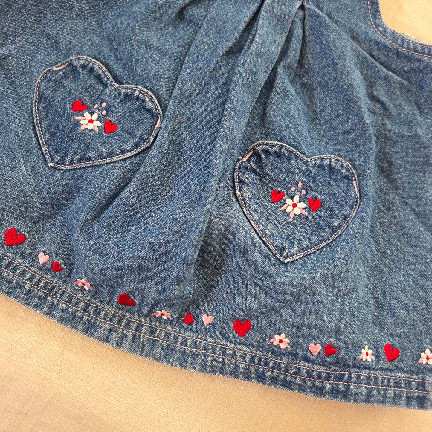 Y2k Vintage Embroidered Denim Dress 6 months