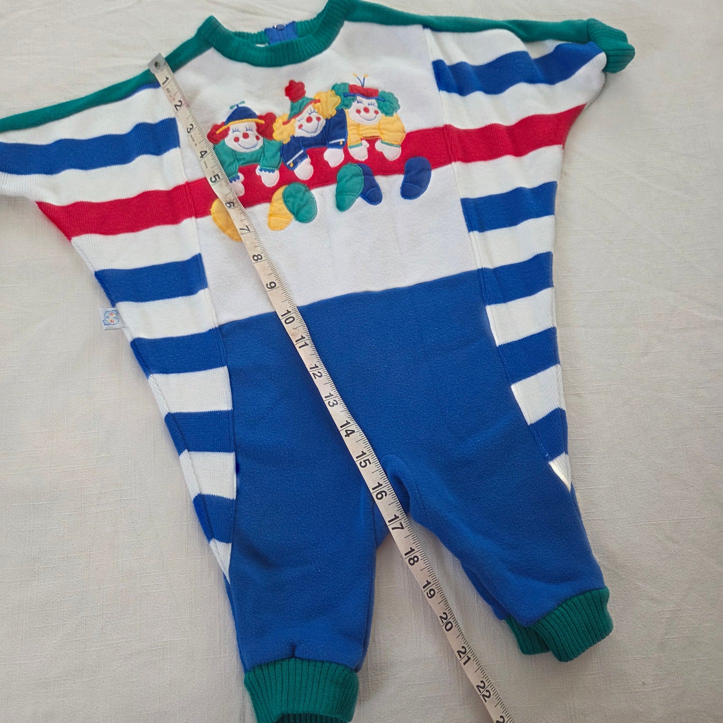 90s Vintage Clowns Striped Slouchy Bodysuit 6-9 months