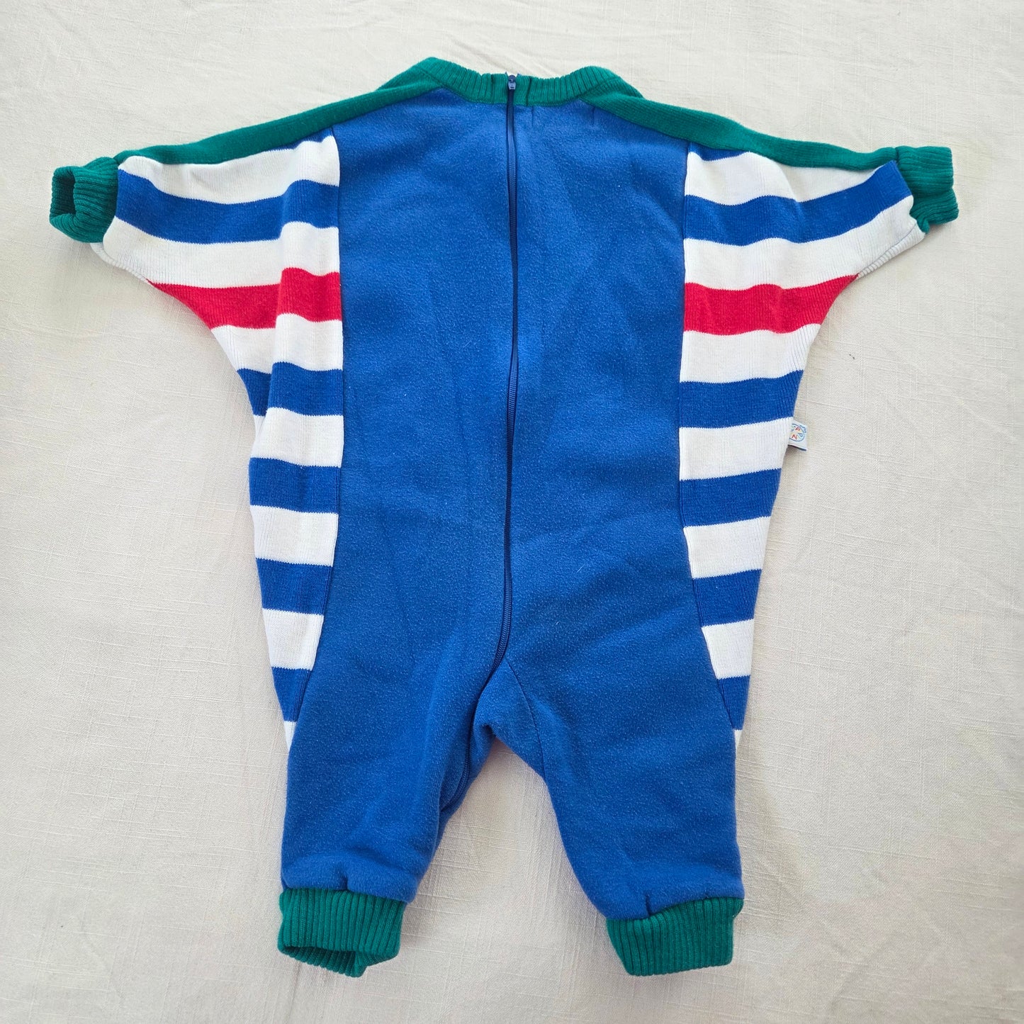 90s Vintage Clowns Striped Slouchy Bodysuit 6-9 months