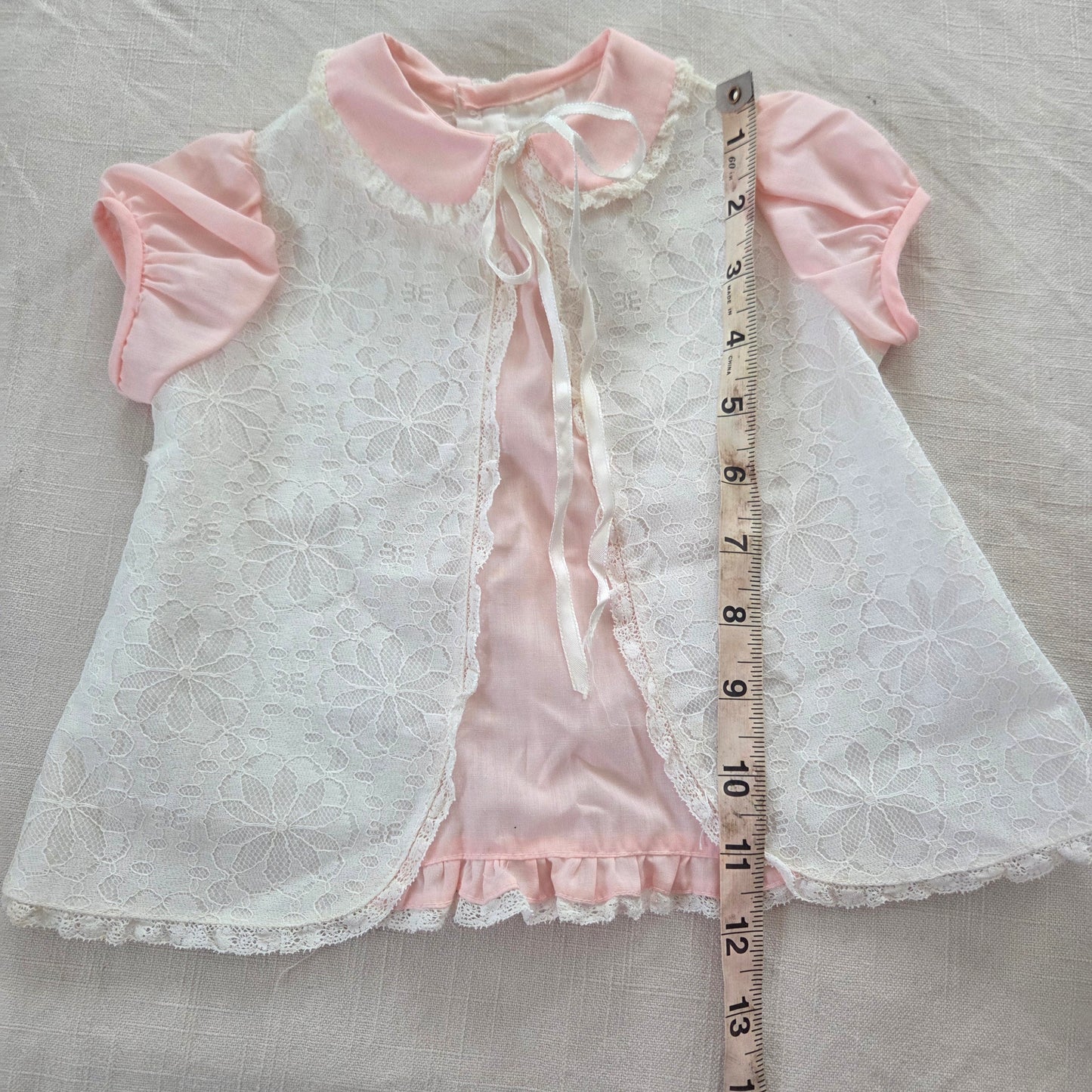 70s/80s Vintage Lace Pink Dress 3-6 months