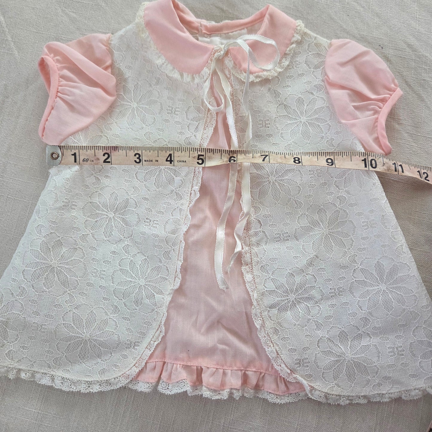 70s/80s Vintage Lace Pink Dress 3-6 months