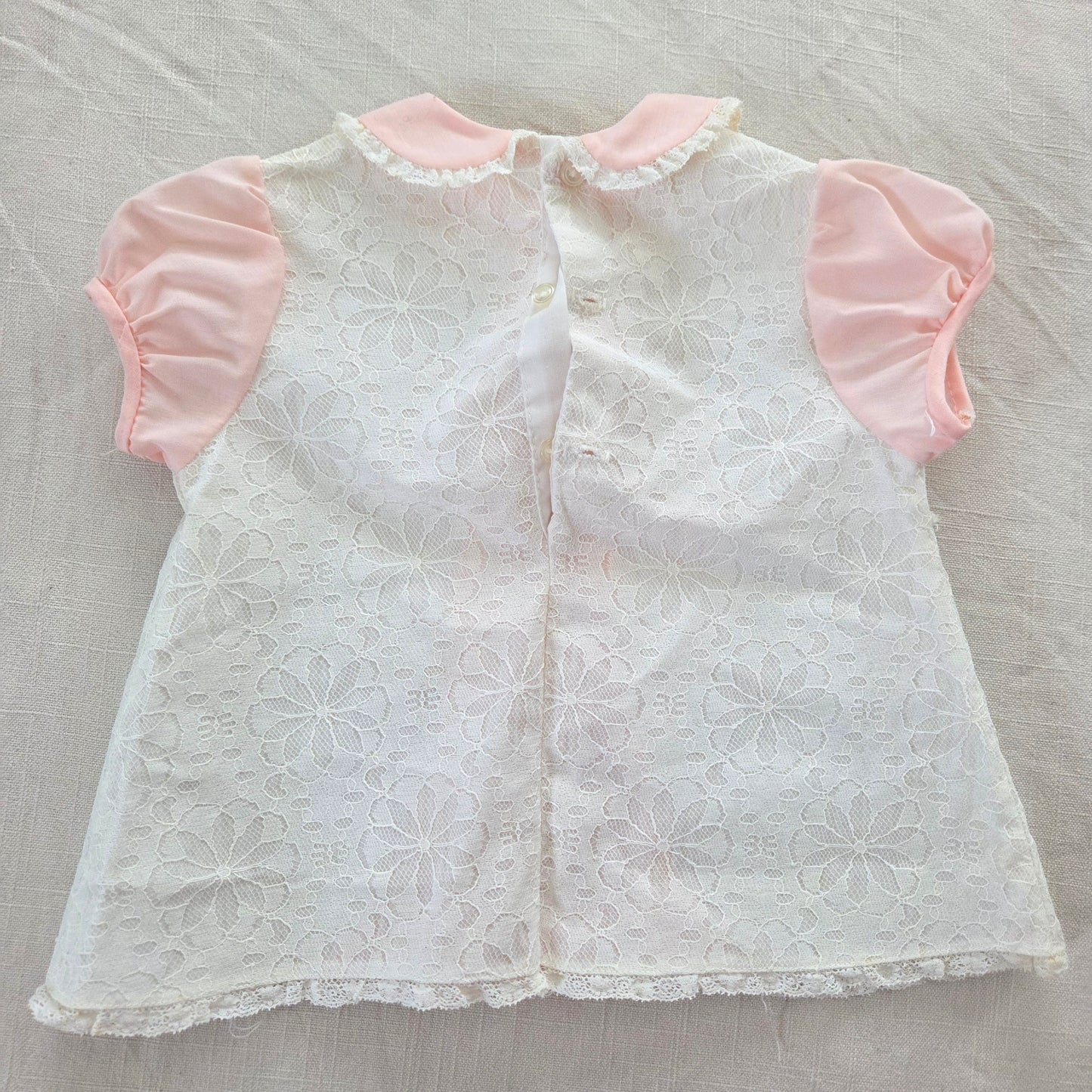 70s/80s Vintage Lace Pink Dress 3-6 months