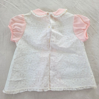 70s/80s Vintage Lace Pink Dress 3-6 months