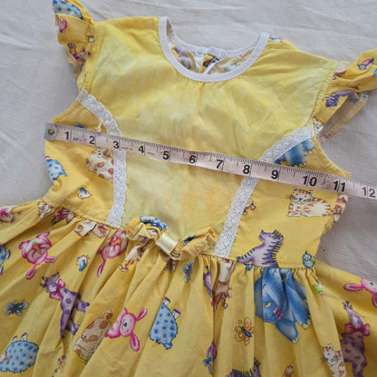 90s/Y2k Vintage Animals Full Circle Dress 4t
